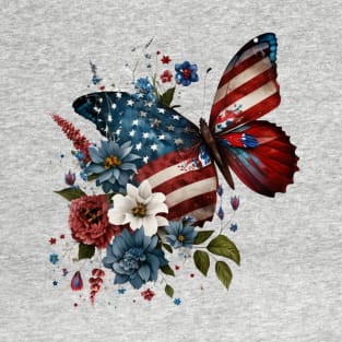 Patriotic Butterfly, 4th of July Design T-Shirt